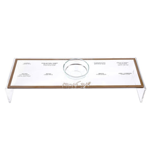 Set of Four Simanim Tray 12"x4"x2" Stands Over Plate (Includes Glass Honey Dish Insert)