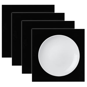 Set of Four Table Charger Square Black Solid NOW EXTRA THICK 3MM LUCITE