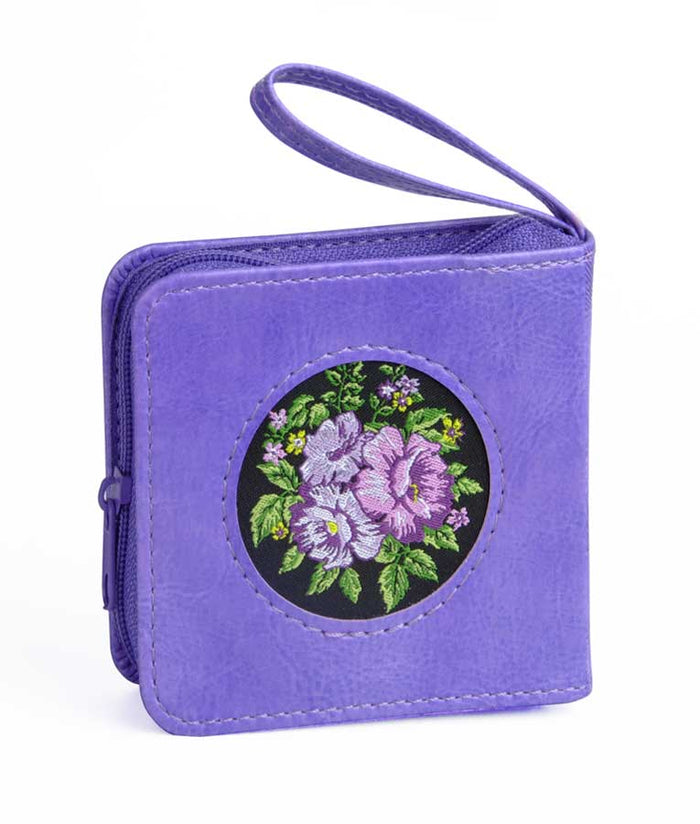 Mini Zipper Siddur with Embroidery ashkenaz purple