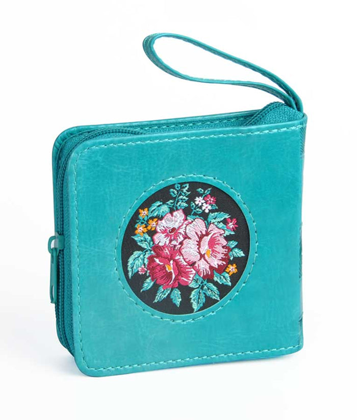 Mini Zipper Tehillim with Embroidery turquoise